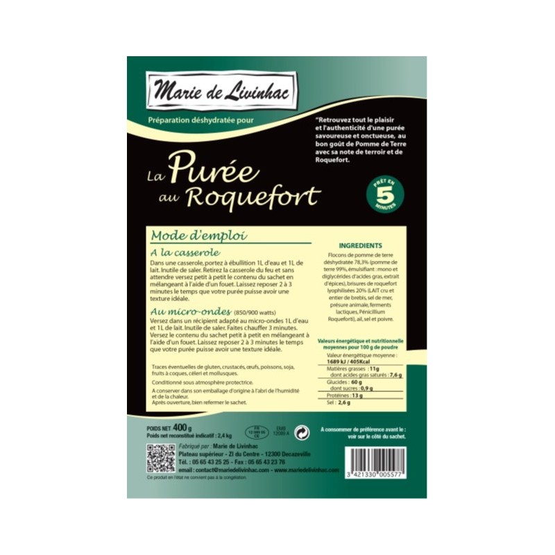 La purée au roquefort format familial 10/15 portions